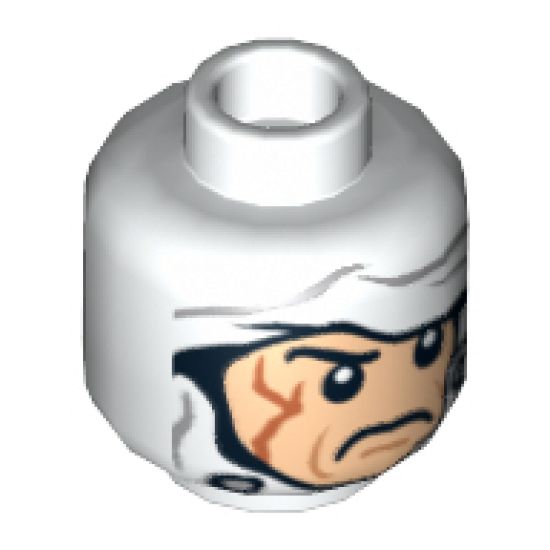 Minifigure, Head Male White Bandage with Buttons Pattern (SW Dengar) - Hollow Stud