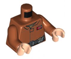 Torso SW Pilot Jumpsuit with Dark Bluish Gray Belt and Resistance Army Commander Rank Badge Pattern (Poe Dameron) / Dark Orange Arms / Light Nougat Hands