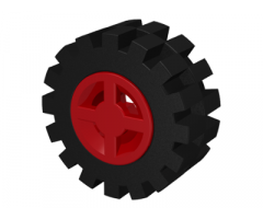 Wheel & Tire Assembly 8mm D. x 6mm with Black Tire 15mm D. x 6mm Offset Tread Small (4624 / 3641)