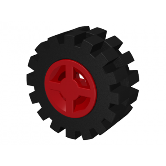 Wheel & Tire Assembly 8mm D. x 6mm with Black Tire 15mm D. x 6mm Offset Tread Small (4624 / 3641)