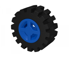Wheel & Tire Assembly 8mm D. x 6mm with Black Tire 15mm D. x 6mm Offset Tread Small (4624 / 3641)