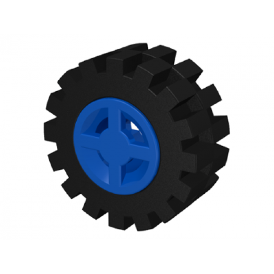 Wheel & Tire Assembly 8mm D. x 6mm with Black Tire 15mm D. x 6mm Offset Tread Small (4624 / 3641)