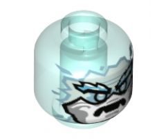 Minifigure, Head Alien White Face, Medium Azure Eyebrows and Bottom Fangs Pattern - Hollow Stud