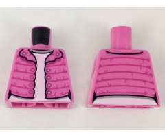 Torso Female Vest with Magenta Gathers, Silver Snaps, White Shirt Pattern