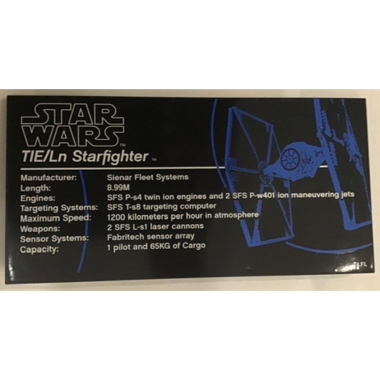 Tile 8 x 16 with Bottom Tubes with TIE/Ln Starfighter Pattern (Sticker) - Set 75095