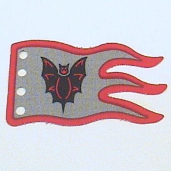Cloth Flag 8 x 5 Wave with Red Border and Fright Knights Bat Emblem Pattern