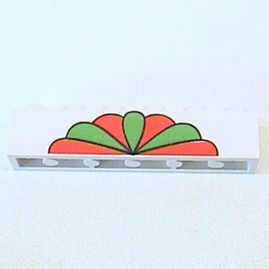 Brick 1 x 6 with Red and Green Petals Pattern