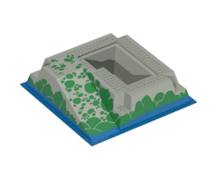 Baseplate, Raised 32 x 32 with Ramp and Pit, Water, Green Stones Pattern