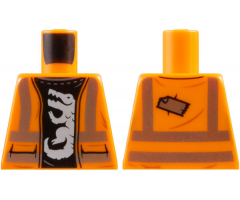 Torso Safety Vest with Silver Reflective Stripes and Black Shirt with White Alligator / Crocodile Pattern