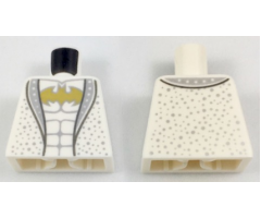 Torso Suit Jacket with Silver Lapels and Spots, Gold Batman Logo and Silver Muscles Pattern