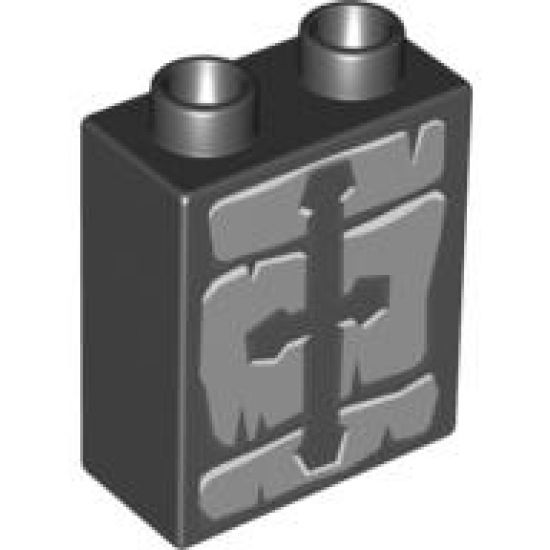 Duplo, Brick 1 x 2 x 2 with Stones and Iron Bars Pattern