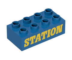 Duplo, Brick 2 x 4 with 'STATION' Text Pattern