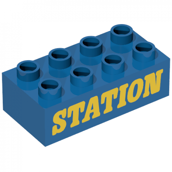 Duplo, Brick 2 x 4 with 'STATION' Text Pattern
