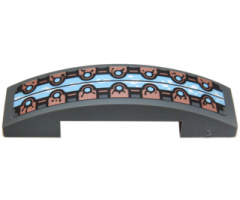 Slope, Curved 4 x 1 Double with Bright Light Blue Ice and Copper Clips Pattern (Sticker) - Set 70226