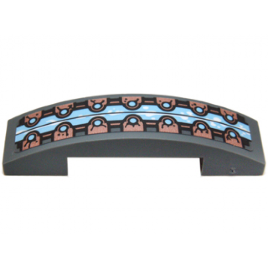 Slope, Curved 4 x 1 Double with Bright Light Blue Ice and Copper Clips Pattern (Sticker) - Set 70226