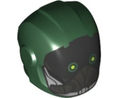 Minifigure, Headgear Helmet Armor Plates and Ear Protectors with Black Mask with Yellow Eyes and Dark Silver Breather Pattern