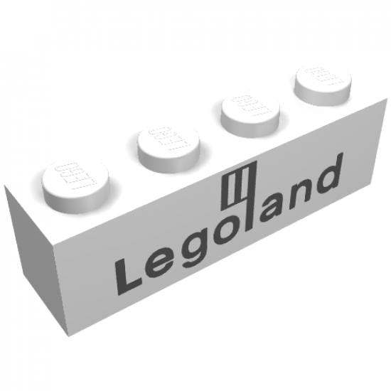 Brick 1 x 4 with Black Legoland Logo Pattern