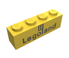 Brick 1 x 4 with Black Legoland Logo Pattern
