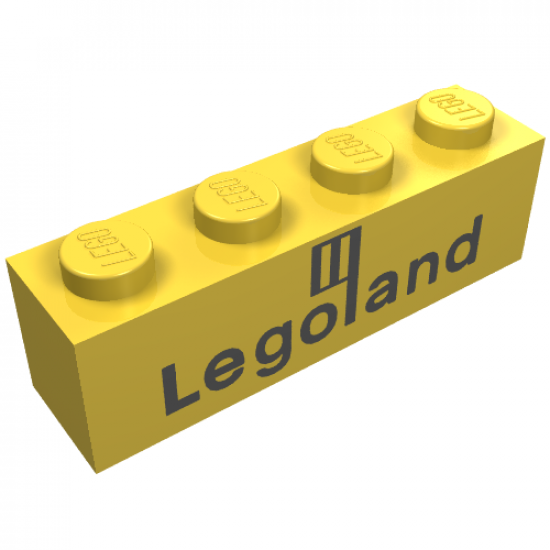 Brick 1 x 4 with Black Legoland Logo Pattern