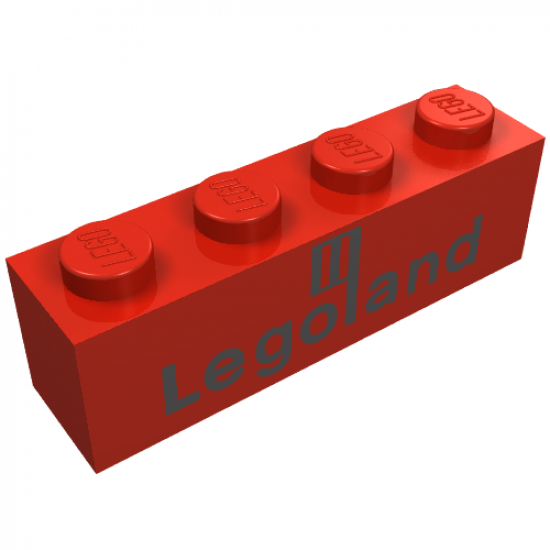 Brick 1 x 4 with Black Legoland Logo Pattern