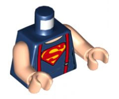 Torso Shirt with Muscles, Suspenders and Red and Yellow Superman 'S' Logo Pattern / Light Nougat Arms / Light Nougat Hands