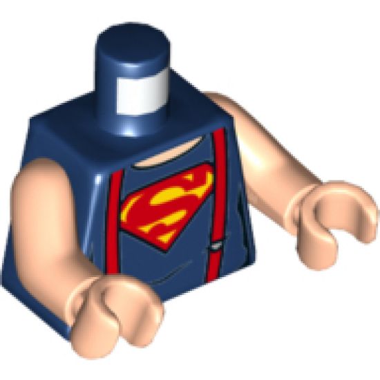 Torso Shirt with Muscles, Suspenders and Red and Yellow Superman 'S' Logo Pattern / Light Nougat Arms / Light Nougat Hands
