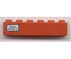 Brick 1 x 6 with 'Basel - Hamburg' Pattern on Left Side (Sticker) - Set 7740