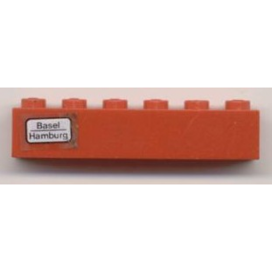 Brick 1 x 6 with 'Basel - Hamburg' Pattern on Left Side (Sticker) - Set 7740