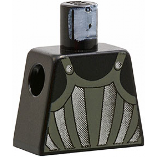 Torso Castle Fright Knights Dark Gray, Silver Striped Armor Pattern
