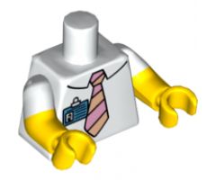 Torso Simpsons Shirt with Striped Tie and Blue ID Badge Pattern / Yellow Arms with White Short Sleeves Pattern / Yellow Hands