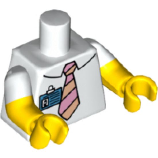 Torso Simpsons Shirt with Striped Tie and Blue ID Badge Pattern / Yellow Arms with White Short Sleeves Pattern / Yellow Hands