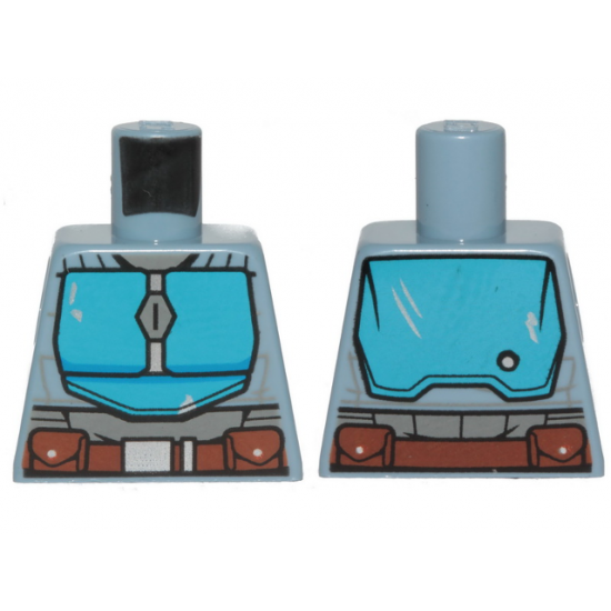 Torso SW Armor Dark Azure Plates and Dark Brown Belt Pattern (Mandalorian)