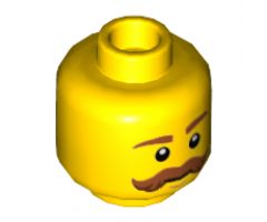 Minifigure, Head Dark Orange Eyebrows and Bushy Moustache Pattern - Hollow Stud