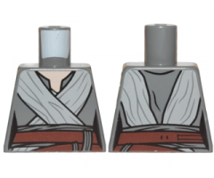 Torso SW Female Outline, Open Neck Shirt, Light Bluish Gray Tied Robe, Reddish Brown Belt Pattern