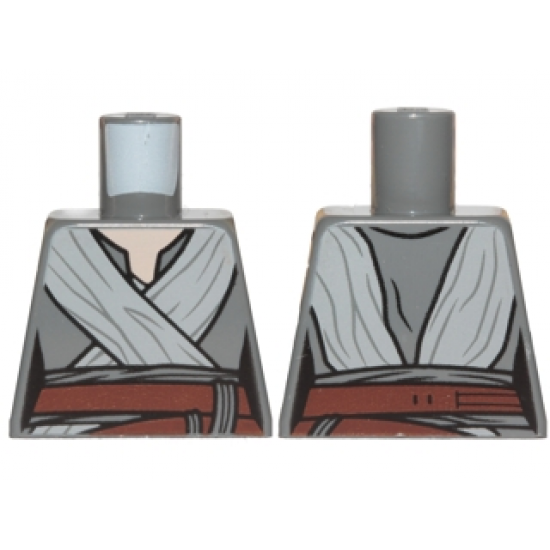 Torso SW Female Outline, Open Neck Shirt, Light Bluish Gray Tied Robe, Reddish Brown Belt Pattern