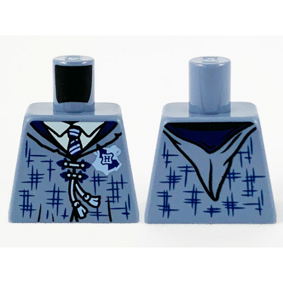 Torso Female Tattered Robe, Hogwarts Patch, Dark Blue Lapels and Tie Pattern