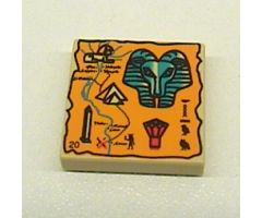 Tile 2 x 2 with Map Orange and Hieroglyphs, 20 Pattern