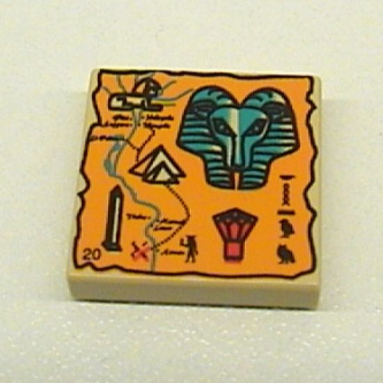 Tile 2 x 2 with Map Orange and Hieroglyphs, 20 Pattern