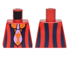 Torso Jacket with Dark Blue Vertical Stripes over Orange Collared Shirt and Lavender and Orange Tie Pattern