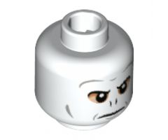 Minifigure, Head Alien Dark Bluish Gray Eyebrows and Contours, Peach Around Eyes, Nose Slits Pattern - Hollow Stud