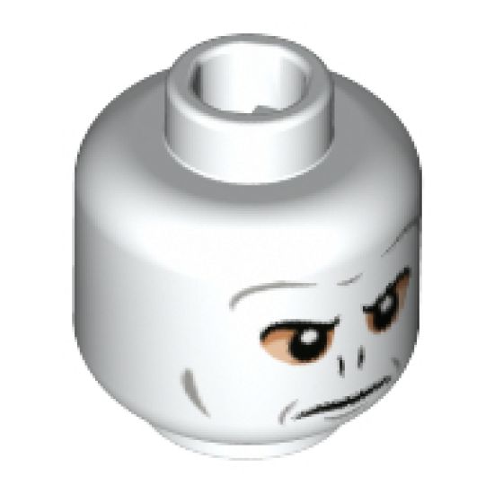 Minifigure, Head Alien Dark Bluish Gray Eyebrows and Contours, Peach Around Eyes, Nose Slits Pattern - Hollow Stud