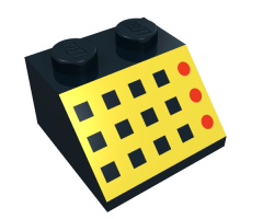 Slope 45 2 x 2 with 12 Buttons, 3 Red Lamps, Yellow Panel Pattern