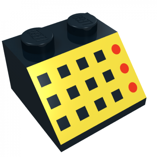 Slope 45 2 x 2 with 12 Buttons, 3 Red Lamps, Yellow Panel Pattern