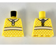 Torso Dress with White Collar, Sash, Polka Dots and Drawstring Ring on Back Pattern