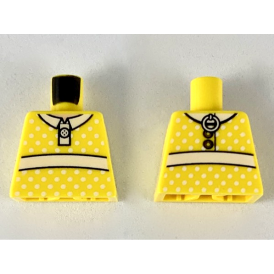 Torso Dress with White Collar, Sash, Polka Dots and Drawstring Ring on Back Pattern