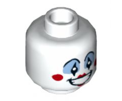 Minifigure, Head Clown, Medium Blue Eye Shadow, Open Mouth Smile, Red Cheeks and Lips Pattern - Hollow Stud