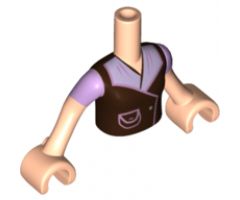 Mini Doll, Torso Friends Girl Black Buttoned Coat Pattern, Light Nougat Arms with Hands with Lavender Sleeves