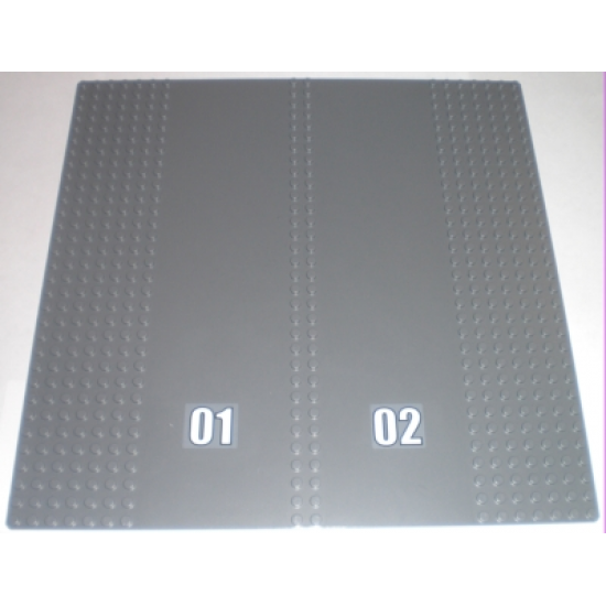 Baseplate, Road 32 x 32 7-Stud Straight with Double Driveway with '01 and '02' Pattern (Stickers) - Set 7744