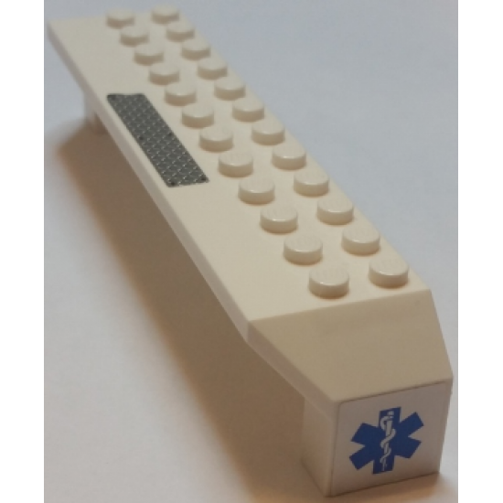 Arch 2 x 14 x 2 1/3 with Tread Plate on Top and Blue EMT Star of Life on End Pattern Model Left Side (Stickers) - Set 7739