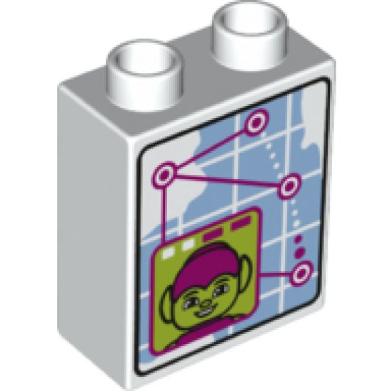 Duplo, Brick 1 x 2 x 2 with Green Goblin and Tracking Map Pattern